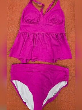 Magenta Two-Piece Tankini Swimsuit Set